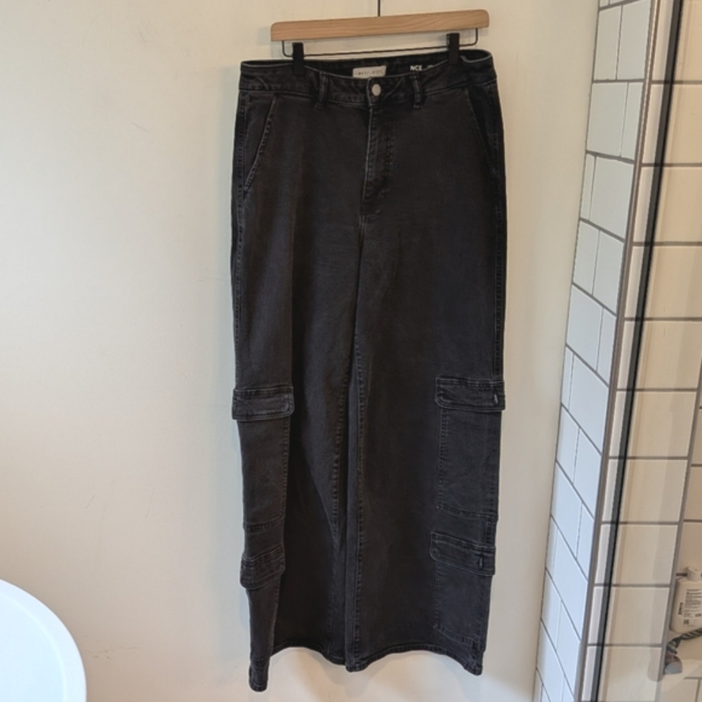 Warp + Weft NCE Cargo Nice Cote Wide Leg Black Wash Ventura Denim Jeans 16W